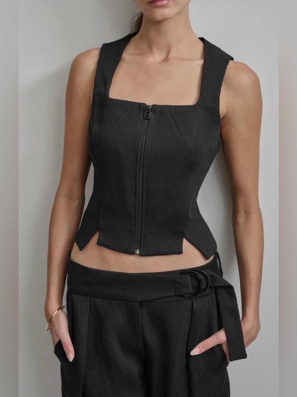 DKNY Zip-Front Corset Top
